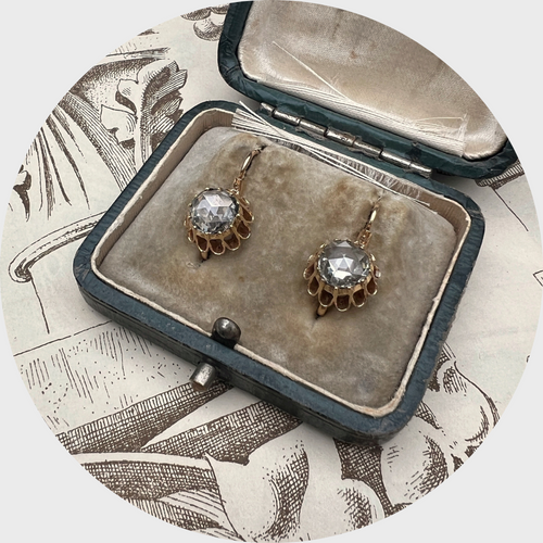 Victorian Rose-Cut Diamond Leverback Earrings