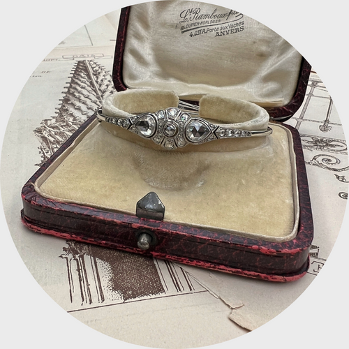 Art Deco Rose-Cut Diamond Bangle Bracelet