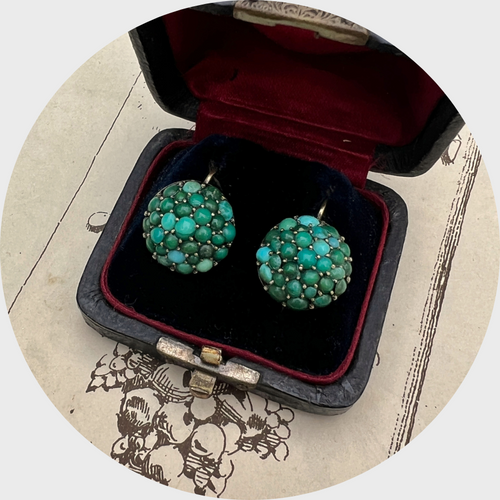 Round Turquoise Cabochon Leverback Earrings