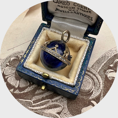 Lapis Lazuli & Diamond Crowned Orb Pendant