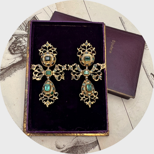 Reserved for 'F': Iberian Emerald Girandole Earrings