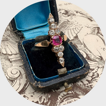 Load image into Gallery viewer, Ruby & Old Mine-cut Diamond Pointer Ring