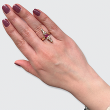 Load image into Gallery viewer, Ruby & Old Mine-cut Diamond Pointer Ring