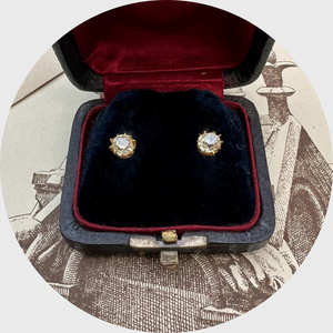 Victorian Old Mine-Cut Diamond Solitaire Earrings