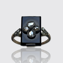Load image into Gallery viewer, Art Deco Onyx &amp; Diamond Clover Ring