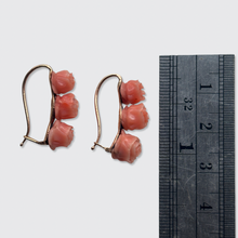Load image into Gallery viewer, Victorian Coral Rose Earrings, Gueudet