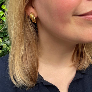 Vintage 18k Yellow Gold Three-Band Earrings