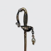 Load image into Gallery viewer, Enamel, Pearl &amp; Diamond Saber Pin