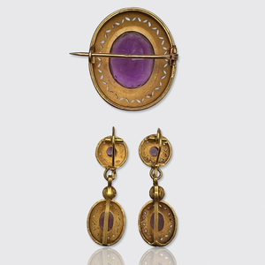 Victorian Amethyst Demi Parure in Fitted Box