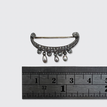 Load image into Gallery viewer, Belle Epoque Pearl &amp; Diamond Crescent Moon Brooch
