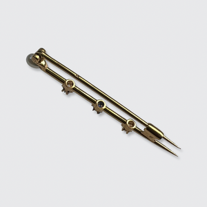 Victorian Pearl, Sapphire & Diamond Nail Brooch