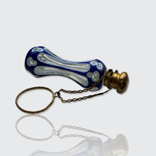 Load image into Gallery viewer, 19th Century French Overlay Blue Glass Perfume Bottle with Finger Ring