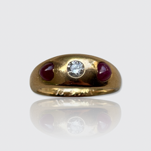 Load image into Gallery viewer, Vintage Heart-Shaped Rubies &amp; Diamond Ring