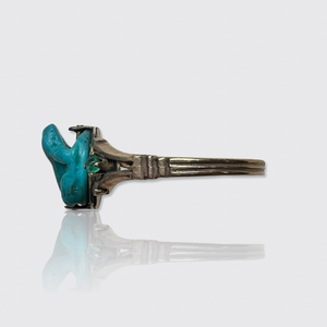 Egyptian Revival Faience Frog Amulet Ring