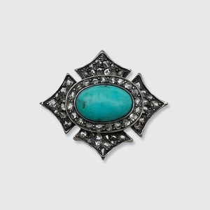Victorian Turquoise & Diamond Brooch