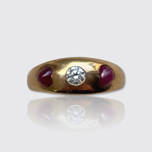 Load image into Gallery viewer, Vintage Heart-Shaped Rubies &amp; Diamond Ring