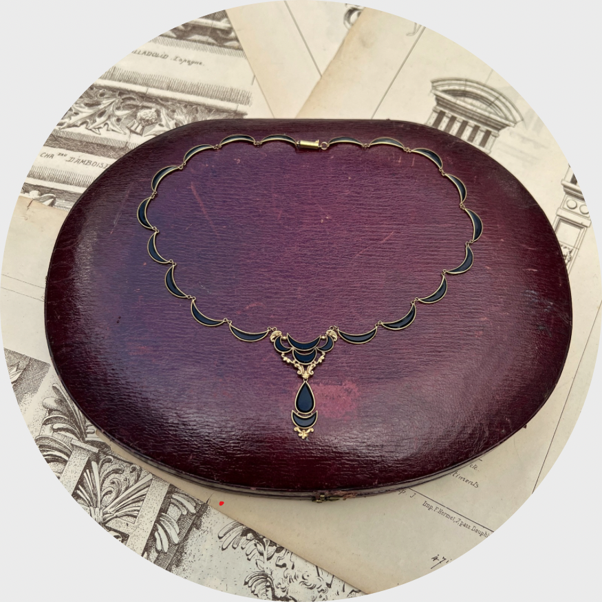 19th Century Gold & Onyx Lavalier Necklace, Vatican Workshop