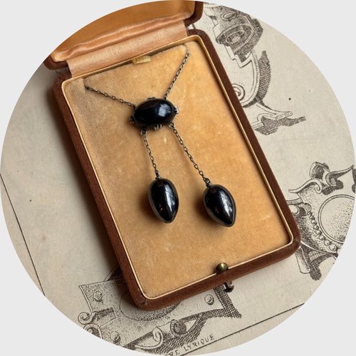 Antique Silver Hematite Negligee Necklace