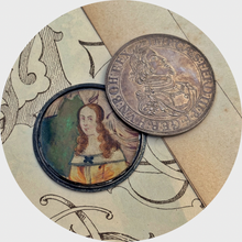 Load image into Gallery viewer, 17th Century Miniature Portrait with Mica Overlays in Screw-On Thaler