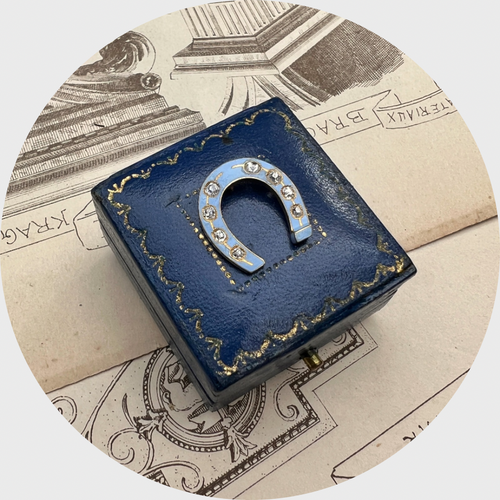 Enamel & Diamond Horseshoe Pendant