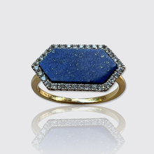 Load image into Gallery viewer, Vintage Hexagonal Lapis Lazuli &amp; Diamond Ring
