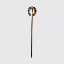 Load image into Gallery viewer, Antique Sapphire &amp; Diamond Horseshoe Stickpin