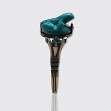 Load image into Gallery viewer, Egyptian Revival Faience Frog Amulet Ring