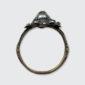 Georgian Rose-Cut Diamond & Enamel Crowned Heart Ring