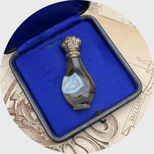 Load image into Gallery viewer, 19th Century French Banded Agate &amp; Silver Perfume Bottle