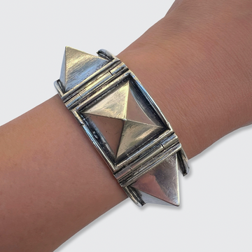 Bracelet Art Nouveau/Art Déco En Métal Argenté Avec Motifs Cygnes Et Grues – Occasion, Sans Fermoir