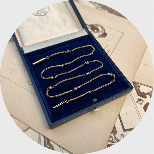 Victorian Seed Pearl Station Necklace