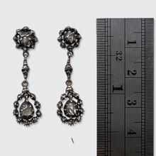 Load image into Gallery viewer, Silver Rose-Cut Diamond Drop Earrings