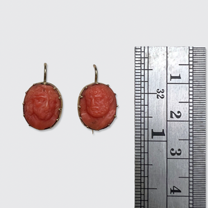 Georgian Coral Cameo Earrings