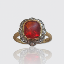 Load image into Gallery viewer, Vintage Fire Opal &amp; Diamond Cluster Ring