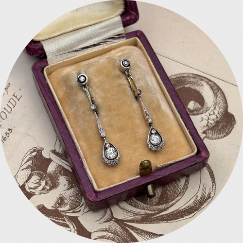Art Deco Diamond Drop Earrings with Screw Fittings