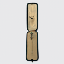 Load image into Gallery viewer, Antique Emerald &amp; Diamond Crowned Anchor Stickpin in Box, René Bouvet