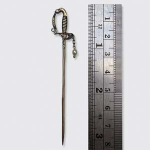 Enamel, Pearl & Diamond Saber Pin