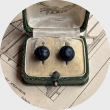 Load image into Gallery viewer, Victorian Jet Star-Engraved Bouton Earrings