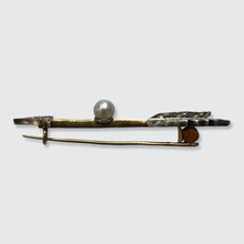 Load image into Gallery viewer, Reserved for &#39;C&#39;, payment 2/3: Pearl &amp; Diamond Arrow Brooch + Kite Earrings