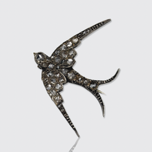 Load image into Gallery viewer, 19th Century Rose-Cut Diamond Soaring Swallow Brooch