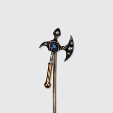 Load image into Gallery viewer, Antique Sapphire &amp; Diamond Axe Stickpin