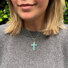 Load image into Gallery viewer, Victorian Turquoise &amp; Diamond Cross Pendant