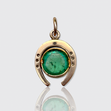 Load image into Gallery viewer, Vintage Emerald &amp; Diamond Horseshoe Pendant