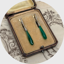 Load image into Gallery viewer, Art Deco Chalcedony &amp; Diamond Drop Earrings with Screw Fittings