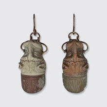 Load image into Gallery viewer, Carved Lava Stone Lion Earrings