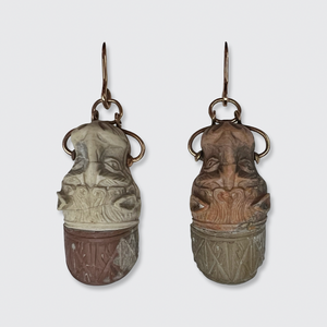 Carved Lava Stone Lion Earrings