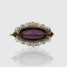 Load image into Gallery viewer, Victorian Amethyst Filigree Brooch