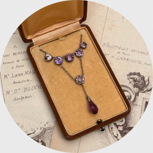Load image into Gallery viewer, Edwardian Silver Amethyst Lavalier Drop Necklace