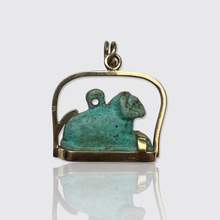 Load image into Gallery viewer, Egyptian Revival Faience Khnum Ram&#39;s Amulet Pendant