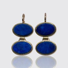 Load image into Gallery viewer, Lapis Lazuli Drop Earrings, Cufflink Conversion
